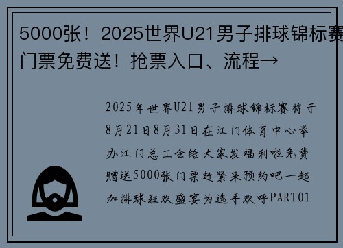 5000张！2025世界U21男子排球锦标赛门票免费送！抢票入口、流程→